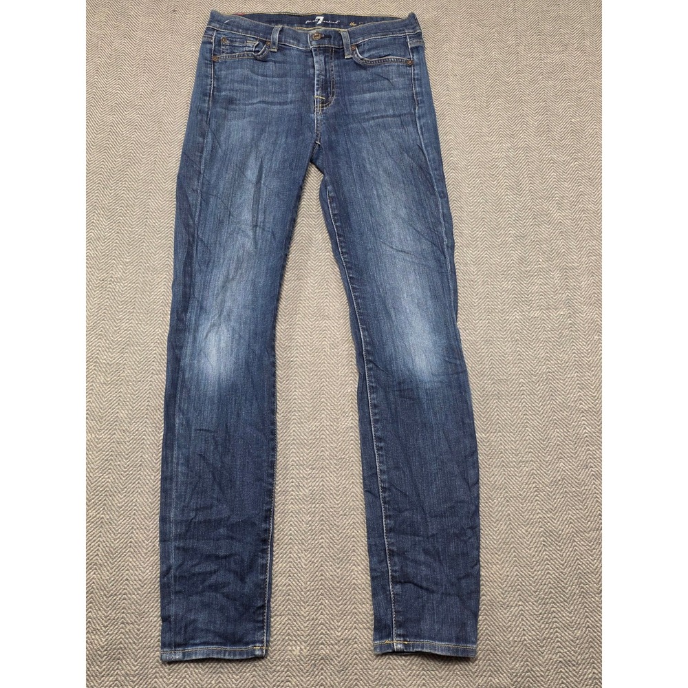 7 For All Mankind The Skinny Jeans Womens 28 Medium Wash Blue Denim‎ Mid Rise